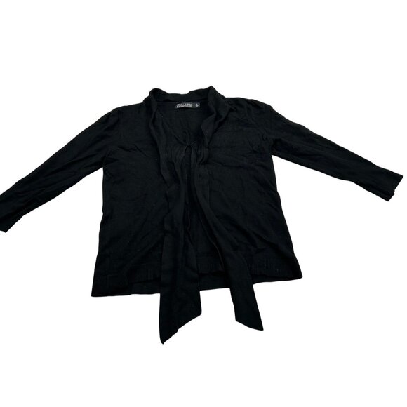 7Th Avenue Design Studio Tops - 7th Avenue Design Studio Black Lightweight Long-Sleeve Open Cardigan Sweater Wit